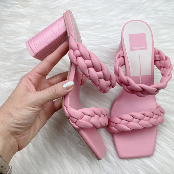 Dolce Vita Shoes - New Dolce Vita Paily Chunky Braided Block Heel Slide Sandal in Rose Stella